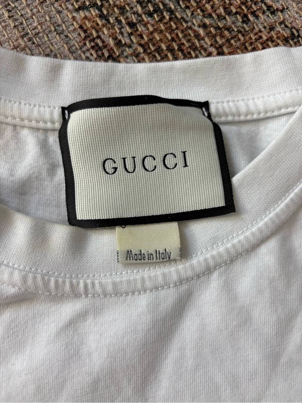 Gucci White Tee Classic Black logo